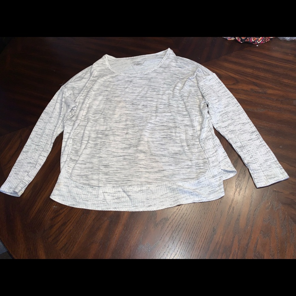 Lane Bryant Women's Top Long Sleeve V Neck Size 18/20 Top Plus Size White & Grey